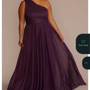 David's Bridal One-Shoulder Gown in Deep Purple
